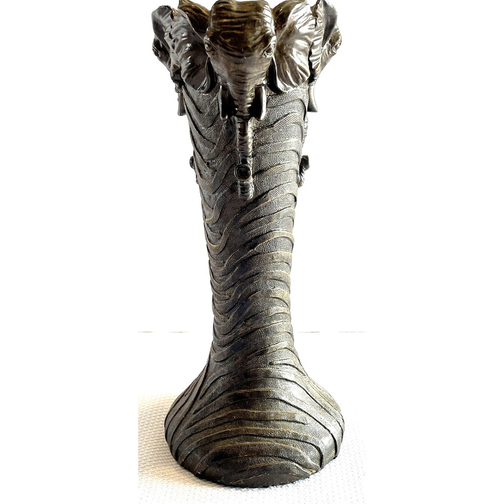 Vintage Bronze Elephant Ornate Tower Candle Holder